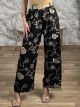 Embroidered Viscose Belt Pants/Black