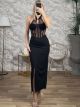 HalterNeck Corset Maxi Dress/Black