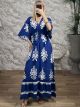 Viscose ShortSleeves Maxi Dress-6032/Royal Blue