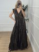 Boho Gold Maxi Dress/Black