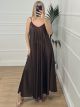 Oversized Satin Maxi Dress/Chocolat