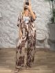 Soft Satin SHORT Kimono&Pants Set/Beige&Camel