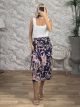 Viscose Wrap Midi Skirt/Floral Navy Blue