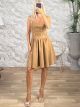 Suede Military Mini Dress-58230/Camel