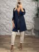 Viscose Drawstring Coat-15127/Navy Blue