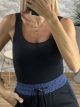 Sleeveless Cotton Bodysuit-255/Black