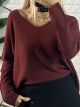 SuperSoft Elastic Ve Sweater/Burgundy