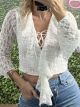 X-Bust Lace Top/White