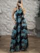 HalterNeck SilverThread Maxi Dress/Black