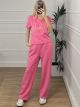 Viscose Shortsleeves Pearl Bear Set/Pink