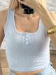 Viscose Buttons Ribbed Top-9693/Ciel