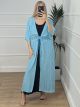 Embroidered Maxi Kimono/Light Blue