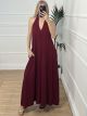 OpenBack 1-Colour Dress/Burgundy