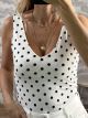 Polka Dot  Elastic Bodysuit-5261/White