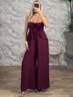 Strapless Ruffle Jumpsuit-51700/Burgundy