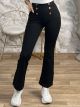 Buttons Elastic Flare Pants-920