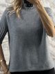 High-Necked Knitted Sweater-8103/Grey