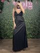 Polka Dot Satin Maxi Dress/Black
