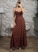 Polka Dot Ruffled Maxi Dress/Chocolat