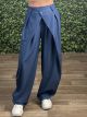 Crossed Button Wide Pants/Blue