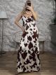 Cow Satin Maxi Dress/White
