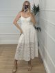 Lace Corset Midi Dress/White
