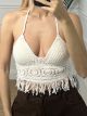 BOHO Fringe Top/White