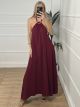 OpenBack Golden Detail Dress/Burgundy
