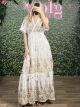 Viscose Gold Embroidered Dress-622/White
