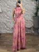 HalterNeck SilverThread Maxi Dress/Pink