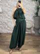 Balloon HalterNeck Top&Pants Set-10822/Green