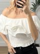 Ruffle Openshoulders Top/White