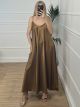 Oversized Satin Maxi Dress/Camel