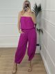 Viscose Strapless Alladin Jumpsuit/Magenta