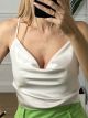 Drape Satin Top/White