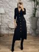 Knitted Buttons Sizes Dress-9047/Black