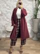 Long Golden Buttons Coat/Burgundy