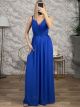 Muslin Pleated Maxi Dress-668/Royal Blue