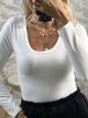 Elastic Soft Cotton Top-0235/White