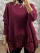 Plus Size Embroidered Top/Burgundy