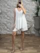 Wide Sleeveless Shorts Set/White