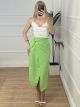 Pencil Button Skirt/Lime