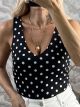 Polka Dot  Elastic Bodysuit-5261/Black