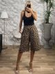 Long Leopard Viscose Shorts
