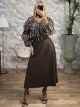 Matte Leather Belt Skirt/Chocolat