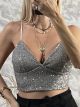 Sequins Cups Crop Top/Grey