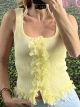 Knitted Lace&Buttons Top/Yellow