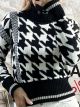 Pied de Poule Knitted Sweater/Black