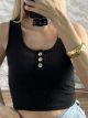Viscose Buttons Ribbed Top-9693/Black2