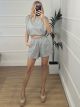 Cotton Rhinestone Shorts Set/Grey